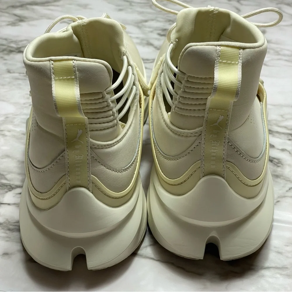 Fendi x Rihanna Ivory Leather Puma Women’s Size 7.5 High Top Trainers Sneakers